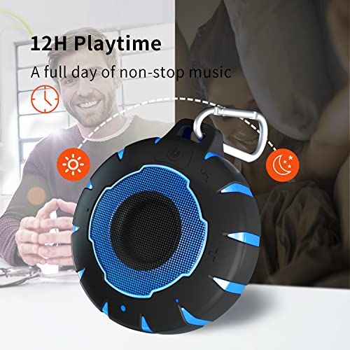 HEYSONG Waterproof Bluetooth Speaker, IPX7 Mini Shower Speaker with HD Sound, LED Light, Floating, Lightweight Portable Speakers for Travel, Pool, Beach, Biking, Kayak, Gifts for Men, Women