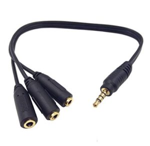 haokiang 9 inch 3.5mm (1/8″) trrs male plug to 3x female stereo splitter audio cable, gold-plated(35m/3f)