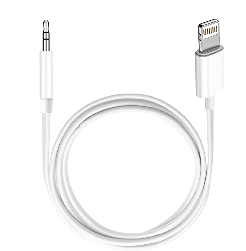 (Apple MFi Certified) iPhone AUX Cord for Car Stereo,Lightning to 1/8 Inch Audio Cable,3.3ft, Headphone Jack Adapter Male Aux Stereo Audio Cable Compatible for iPhone 14/13/12/11/XR/X/8/7 (White)