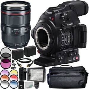 sse canon eos c100 mark ii cinema eos camera with ef 24-105mm f/4l is ii usm lens 12pc accessory bundle – includes 3pc filter kit (uv + cpl + fld) + more – international version (no warranty)