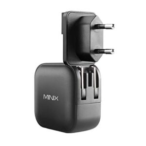 MINIX 66W Turbo 3-Port GaN Wall Charger 2 x USB-C Fast Charging Adapter, 1 x USB-A Quick Charge 3.0, Compatible with MacBook Pro Air, iPad Pro, iPhone 12/12 mini/11, Galaxy S9 S8 and More (NEO P1)