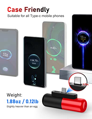 NBZZ 3300mAh Cute Portable Charger Type C Battery Pack, Compatible for Android Samsung Galaxy S20,S10,S9,S8,Note 20/10/9/8,Moto Z3/2,LG V35/G8/7/5,Nintendo Switch,Google Pixel 4/3/2XL,OnePlus, Red