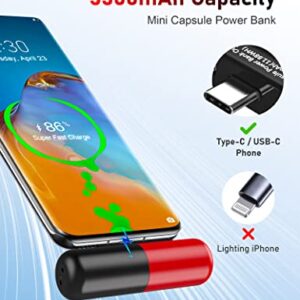 NBZZ 3300mAh Cute Portable Charger Type C Battery Pack, Compatible for Android Samsung Galaxy S20,S10,S9,S8,Note 20/10/9/8,Moto Z3/2,LG V35/G8/7/5,Nintendo Switch,Google Pixel 4/3/2XL,OnePlus, Red