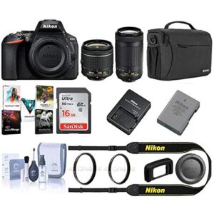 nikon d5600 dslr camera kit w/afp dx 18-55mm f/3.5-5.6g vr & afp dx 70-300/4.5-6.3g lenses – bundle with camera case, 16gb sdhc card, cleaning kit, 55mm uv filter, pc software package,