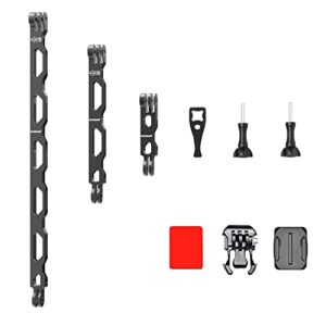nuobake (9 pcs) all aluminum alloy extension arm kit metal pole mount helmet stick extension arm mount for gopro hero 11 10 9 8 7 6 5 black,session 5/4/3, osmo action,insta360 one x2/x/r/go and more