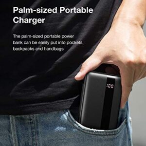 Portable Charger,SANAG 10000mAh Power Bank Built-in USB C/Micro USB Cables,LCD Display Ultra Slim Fast Charging External Phone Battery Pack Compatible with iPhone iPad Samsung Pixel and More