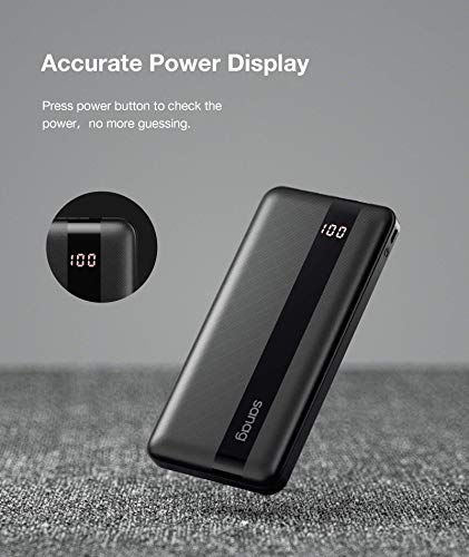 Portable Charger,SANAG 10000mAh Power Bank Built-in USB C/Micro USB Cables,LCD Display Ultra Slim Fast Charging External Phone Battery Pack Compatible with iPhone iPad Samsung Pixel and More