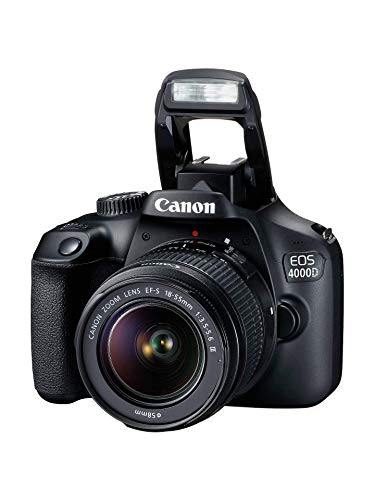 Canon EOS 4000D DSLR Camera with 18-55mm Lens, EOS Bag, Sandisk Ultra 64GB Card, Cleaning Set and More (Renewed)