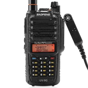 baofeng uv-9g gmrs radio waterproof ip67, outdoors two way radios long range rechargeable, handheld dual band noaa scanner, gmrs repeater capable, programming cable included