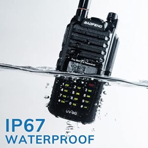 BAOFENG UV-9G GMRS Radio Waterproof IP67, Outdoors Two Way Radios Long Range Rechargeable, Handheld Dual Band NOAA Scanner, GMRS Repeater Capable, Programming Cable Included