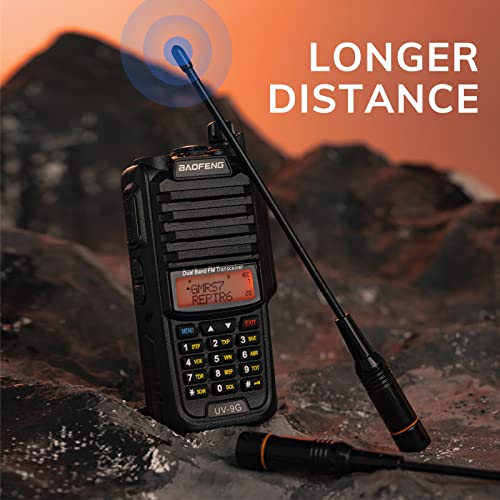 BAOFENG UV-9G GMRS Radio Waterproof IP67, Outdoors Two Way Radios Long Range Rechargeable, Handheld Dual Band NOAA Scanner, GMRS Repeater Capable, Programming Cable Included