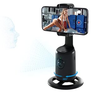 punkdunk Cell Phone Stand, Auto Tracking Phone Holder,No App Auto Face Tracking Tripod 360° Rotation, Content Creator Essentials for Live Vlog Streaming Video, Tiktok, YouTube, Meeting (Black)