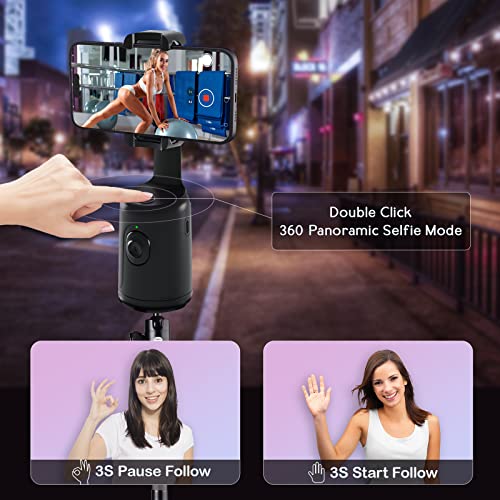 punkdunk Cell Phone Stand, Auto Tracking Phone Holder,No App Auto Face Tracking Tripod 360° Rotation, Content Creator Essentials for Live Vlog Streaming Video, Tiktok, YouTube, Meeting (Black)