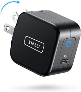 usb c charger, iniu 20w pd3.0 fast charging wall charger with foldable plug, universal usb type c power adapter block compatible with iphone 13 12 11 pro xs x 8 samsung s20 ipad pro airpods google etc