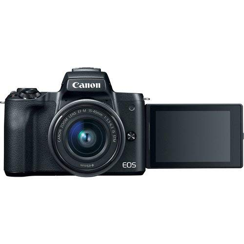 Canon EOS M50 Mirrorless Digital Camera with 15-45mm Lens (Black) + Canon EF 75-300mm f/4-5.6 III Lens + 5 Photo/Video Editing Software Package & Accessory Kit (Renewed)