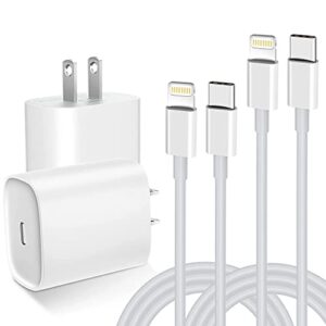 iphone fast charger, [apple mfi certified] 2 pack 20w usb c wall charger plug, fast charging type c charger with 6ft lightning cable compatible with iphone 14/13/12/11 pro max, mini,pro/xr/ipad