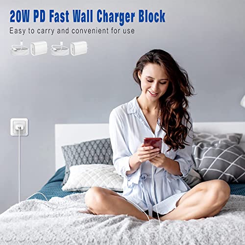 iPhone Fast Charger, [Apple MFi Certified] 2 Pack 20W USB C Wall Charger Plug, Fast Charging Type C Charger with 6FT Lightning Cable Compatible with iPhone 14/13/12/11 Pro Max, Mini,Pro/XR/iPad