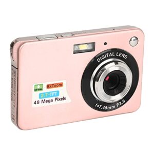 Digital Camera, 4K Digital Camera 2.7in LCD Display 8X Zoom Anti Shake Vlogging Camera for Photography Continuous Shooting (Pink)