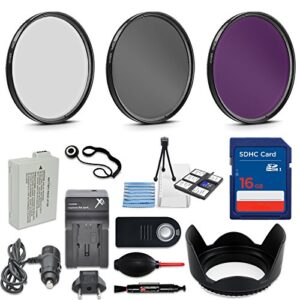 58mm 10 piece accessory kit for canon eos rebel t5i, t4i, t3i, 650d, 700d dslrs with replaceable lp-e8 battery, 16gb sd memory, hd filters, travel charger & more