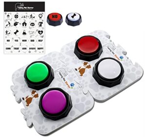 ribosy soundboard, 4 recordable buttons with 2 mats and 25 stickers – record and playback any custom message to teach your dog voice what they want