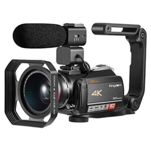 kingdom 4k 12x optical zoom camera package with 4k superior 12x optical (100x digital) zoom camera, microphone, wide angle lens, lens hood, handheld holder