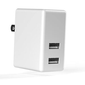 usb wall charger 12w/2.4a by talkworks – dual port universal cell phone charger adapter for apple iphone, ipad, nintendo switch, android for samsung galaxy, bluetooth speaker, tablet – white
