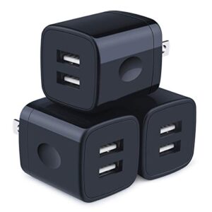 wall charger,charger cube,charging block fast charge 3pack dual port 2.1a power brick phone charger plug box head for iphone 14 pro/13/12/11/xs max/xr/8/7/6 plus,samsung galaxy s22 s21 s10 s9 s8 plus