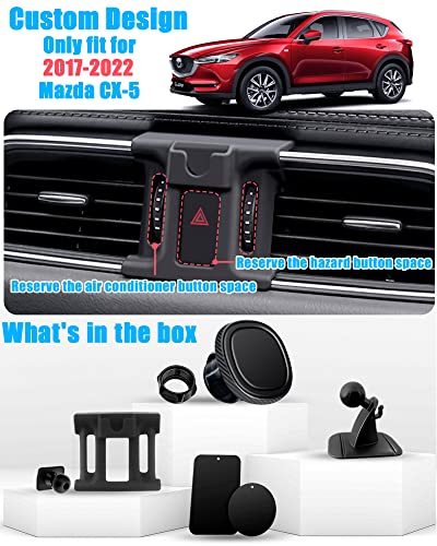 Mengfly Car Phone Holder, Car Air Vent Phone Stand Mount, for Mazda CX-5 2023 2022 2021 2020 2019 2018 2017, Auto Dashboard Magnetic Navigation Bracket, for iPhone, Samsung and All Smartphone