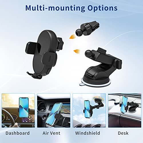 SUPERNIGHT Wireless Car Charger, 15W Qi Fast Charging Auto Clamping Phone Holder Mount on Air Vent & Dashboard for iPhone Samsung Galaxy etc, Wireless Auto-Sensing Charger Phone Holder