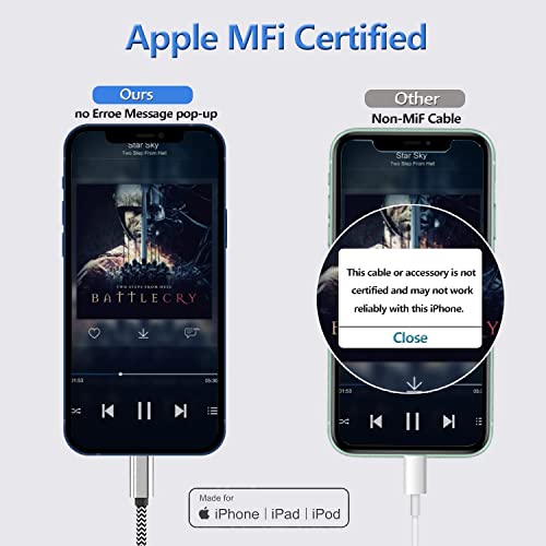 (Apple MFi Certified) iPhone Aux Cord for Car,Lightning to 3.5mm Audio Cable Compatible with iPhone 13/12/11/XR/XS/X/8/7/6 Plus/SE 2,iPad for Car Home Stereo,Speaker,Headphone,Support All iOS-3.3FT