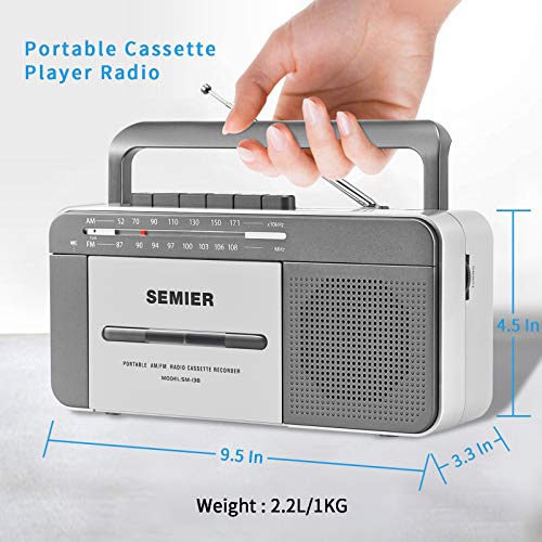 Retro Boombox Cassette Player Stereo with AM FM Radio LED Tuning Indicator, Conversion from Radio to Cassette Portable Vintage Tape Player Recorder with Big Speaker and Earphone Jack
