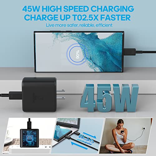 Samsung Super Fast Charger Type C 45W GaN Power USB C Charger PPS/PD Fast Charging Block & 6.6ft C Cable for Samsung Galaxy S23 Ultra/S23/S23+/S22/S22 Ultra/S22+/Note10/Note20/S20/S21/S10, S7/S8