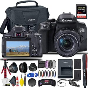 canon eos 850d / rebel t8i dslr camera with 18-55mm lens + extra battery, creative filters + camera bag + sandisk extreme pro 64gb card + 6ave cleaning set, more (international model) (renewed)