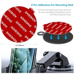AZXYI Very High Bond Sticky Adhesive, 6 Pack Dashboard Pad Mounting Disk Adhesive Replacement Kit, Double-Sided Stickers for Suction Cup Dashboard Phone Holder & Windshield Car Mount
