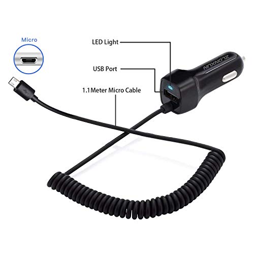 Car Charger with Micro USB Cable for Samsung Galaxy S7 /S7 Edge/S6/J7/J8/A10/J6/A9,LG K20/K30/G4/Stylo 3,Motorola X/Moto E7/E6/G5,HTC m9/m8,Other Micro USB Devices