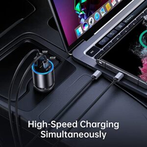 Syncwire USB C Car Charger Adapter 63W [PD 45W & QC 18W] All Metal PPS USB C Faster Car Charger Type C Car Charger for iPhone 14/13/12, iPad Pro, Samsung, Google, MacBook Pro/Air, ThinkPad and More