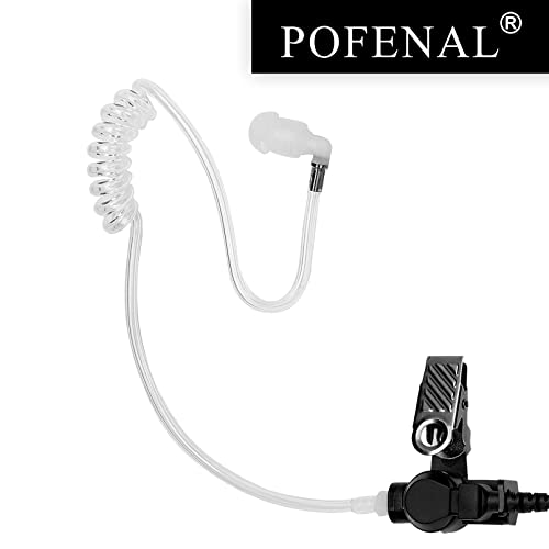 POFENAL RDM2070D 2-Wire Surveillance Earpiece Compatible with Motorola Radio CLS1410 CLS1110 CP200 GP300 GP2000 Bearcom BC120 BC130 Walkie Talkie with Big PTT Mic Acoustic Tube 2 Pin Headset (1 Pack)