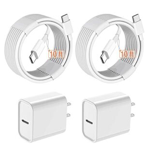 iPad Pro Charger, iPad Charger Cord 2Pack 10 FT, 20W Type C Charger with Long USB C to C Cable for iPad Pro 12.9 in 5th/4th/3rd Gen,iPad Pro 11 in 2021/2020/2018,iPad Air 5th/4th Gen,iPad Mini 6th Gen