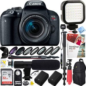 canon eos rebel t7i digital slr camera with ef-s 18-55mm i.s. stm lens (1894c002) with 32gb ultra sdhc memory card, dual battery and shotgun mic pro mobile video bundle