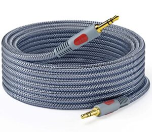 ruaeoda 3.5mm aux audio cable 30 ft, aux cord braid 3.5mm to 3.5 mm stereo audio cable 1/8 shielded aux headphone cable extension male to male outdoor auxillary stereo audio cable cord