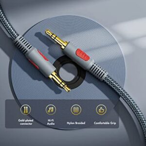 Ruaeoda 3.5mm Aux Audio Cable 30 ft, AUX Cord Braid 3.5mm to 3.5 mm Stereo Audio Cable 1/8 Shielded AUX Headphone Cable Extension Male to Male Outdoor Auxillary Stereo Audio Cable Cord