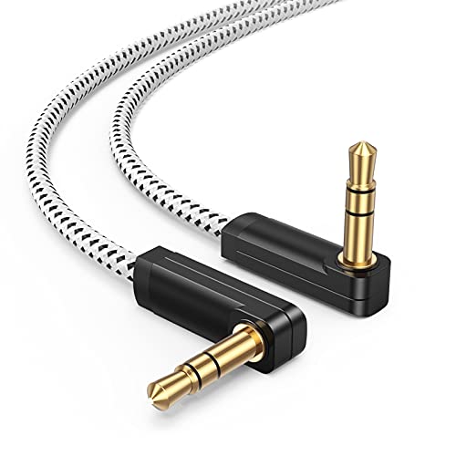 CableCreation 3.5mm Audio Cable, 1.5 Feet 90 Degree 3.5mm Male to Male Auxiliary Aux Cable Compatible with Phones, Tablets, Headphones, MP3 Player, Car/Home Stereo