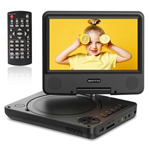 wonnie 9.5″ portable dvd player for kids, car headrest video players with 7.5″ swivel screen, 5-hours rechargeable battery, regions free, av in/out, support usb/sd card/sync tv