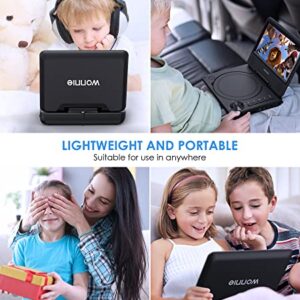 WONNIE 9.5" Portable DVD Player for Kids, Car Headrest Video Players with 7.5" Swivel Screen, 5-Hours Rechargeable Battery, Regions Free, AV in/Out, Support USB/SD Card/Sync TV