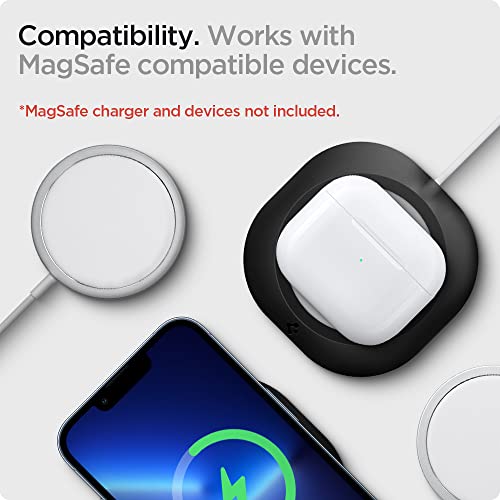 Spigen Mag Fit Designed for MagSafe Charger Pad Cover Case Compatible with iPhone 14, iPhone 13, iPhone 12 Models, AirPod Pro, AirPod Pro 2, AirPod 3 (Charger Not Included) - Black