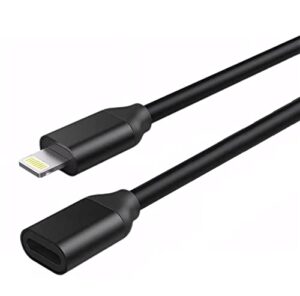 for iphone charger extension cable,6ft lightning extender dock cable compatible with iphone 14 pro 13 pro max 12 11 x xr 8 7 6 male to female cable extension adapter cord pass video,data,audio (black)
