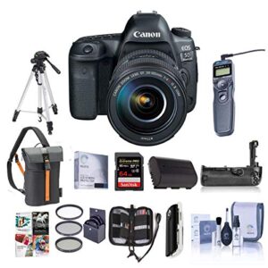 Canon EOS-5D Mark IV Digital SLR Camera Body Kit with EF 24-105mm f/4L is II USM Kit Bundle with 64GB U3 SDXC Card, Holster Case, Tripod, Spare Battery, Battery Grip, Software Package and More