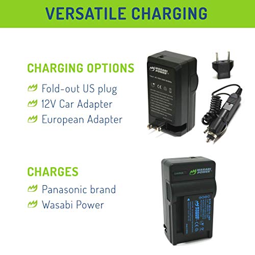 Wasabi Power Battery (2-Pack) and Charger for Panasonic DMW-BCG10, DMW-BCG10E, DMW-BCG10PP and Panasonic Lumix DMC-3D1, DMC-SZ8, DMC-TZ6, DMC-TZ7, DMC-TZ8, DMC-TZ10, DMC-TZ18, DMC-TZ19, DMC-TZ20, DMC-TZ25, DMC-TZ30, DMC-TZ35, DMC-ZR1, DMC-ZR3, DMC-ZS1, DM