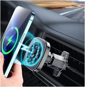 wireless car charger, for magsafe car mount [never fall of] 2022 update auto-alignment super suction cup magnetic phone charger mount, fit for iphone 13/12 series phones & magsafe case