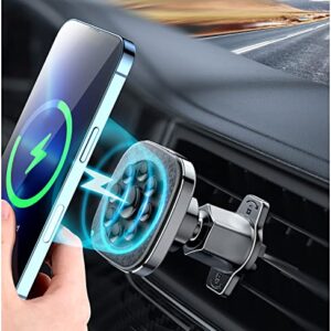 Wireless Car Charger, for MagSafe Car Mount [Never Fall of] 2022 Update Auto-Alignment Super Suction Cup Magnetic Phone Charger Mount, Fit for iPhone 13/12 Series Phones & MagSafe Case